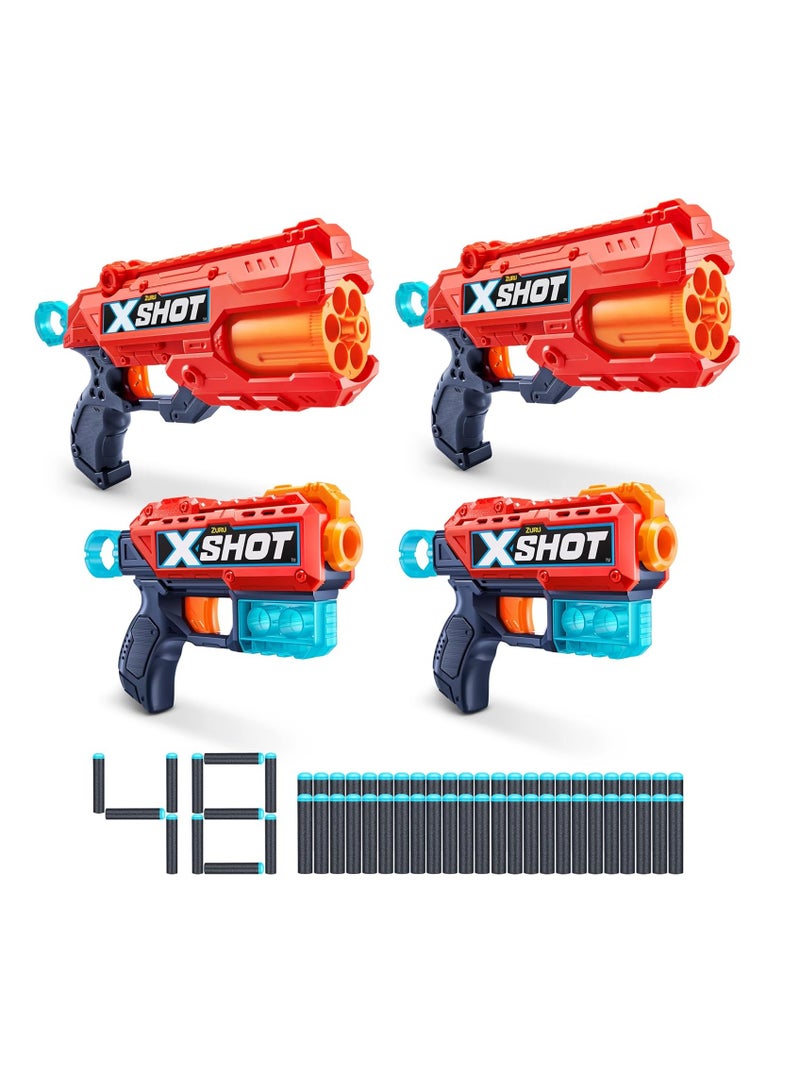X-Shot Excel | Double Reflex 6 & Kickback Blaster Combo Pack | 48 Darts & 3 Cans | Action Aiming Game for Kids, Teens & Adults | Outdoor Activities | Ages 8+