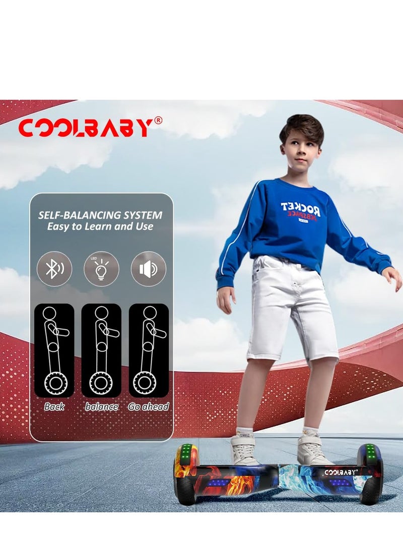 COOLBABY 6.5inch Smart Scooter 2 Wheels Self Scooter with Led Lights