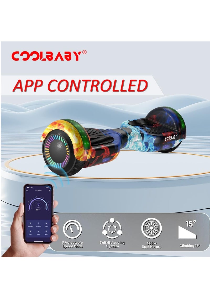 COOLBABY 6.5inch Smart Scooter 2 Wheels Self Scooter with Led Lights