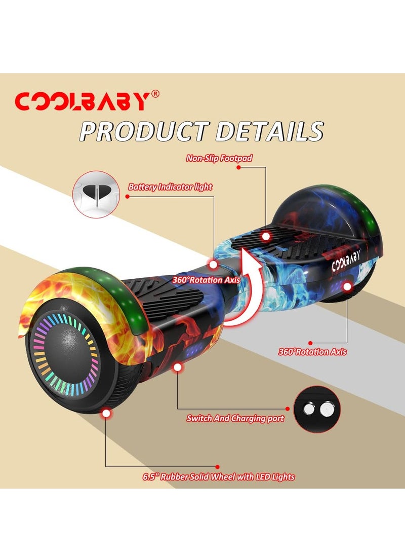 COOLBABY 6.5inch Smart Scooter 2 Wheels Self Scooter with Led Lights