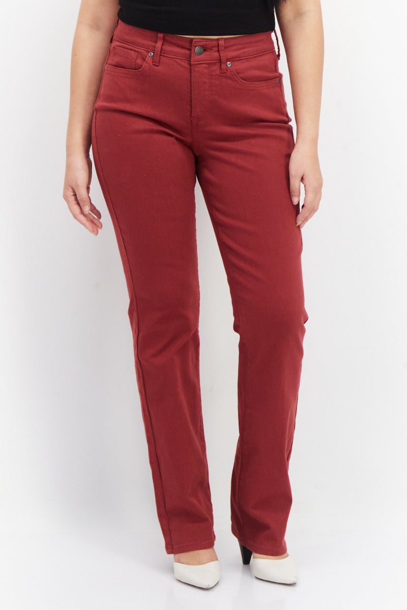 Women Straight Fit Solid Stretchable Jeans, Red