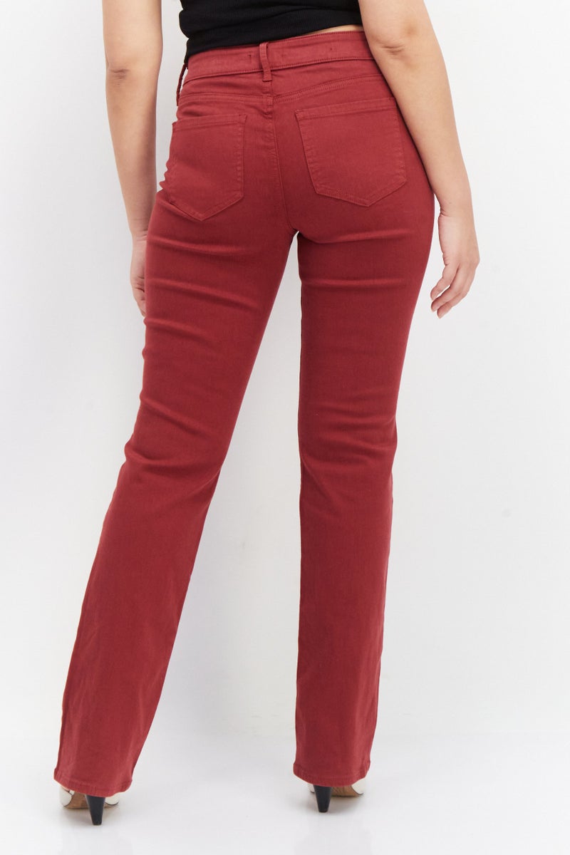 Women Straight Fit Solid Stretchable Jeans, Red