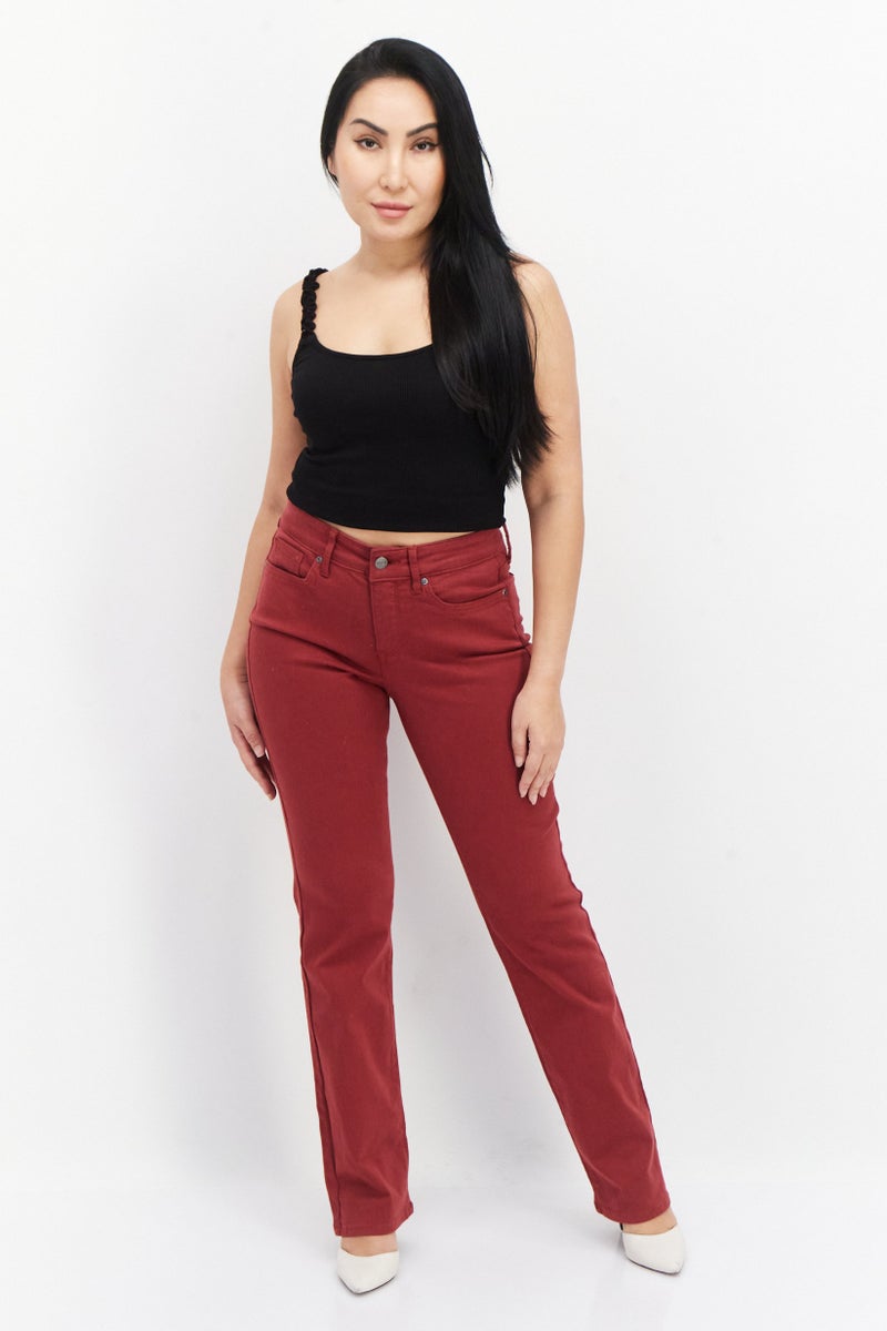 Women Straight Fit Solid Stretchable Jeans, Red