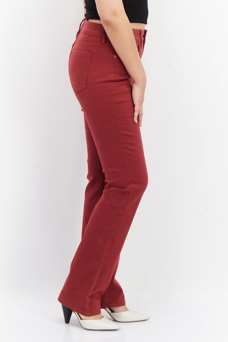 Women Straight Fit Solid Stretchable Jeans, Red