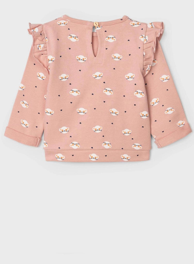 Infant Ruffle Printed Sweatshirt