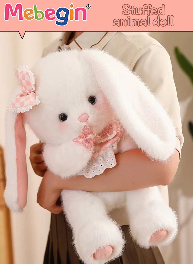 45*20*45 Soft Animal Plush Toy, Resilient Plush Bunny, Fuzzy and Floppy Sitting Plush Rabbit Embroided with A Pink Bow, Good Companion for Kids to Sleep, Ideal Birthday Gift for Babies and Kids