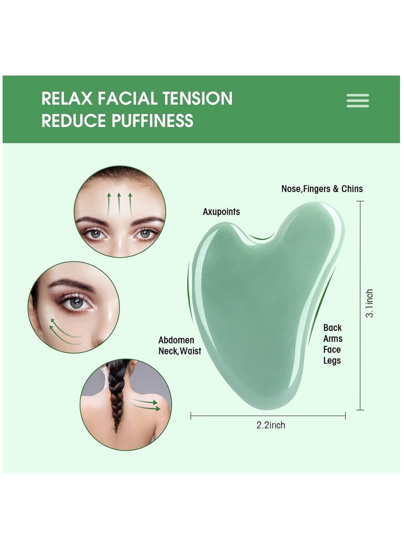 Gua Sha Massage Facial Tool Set,Guasha Massager Kit for Face and Body,Scraping Massage Board 4-Piece Set Physical Therapy,Gua-sha Comb Jade Stone Also be Used on The Chin,face,Neck