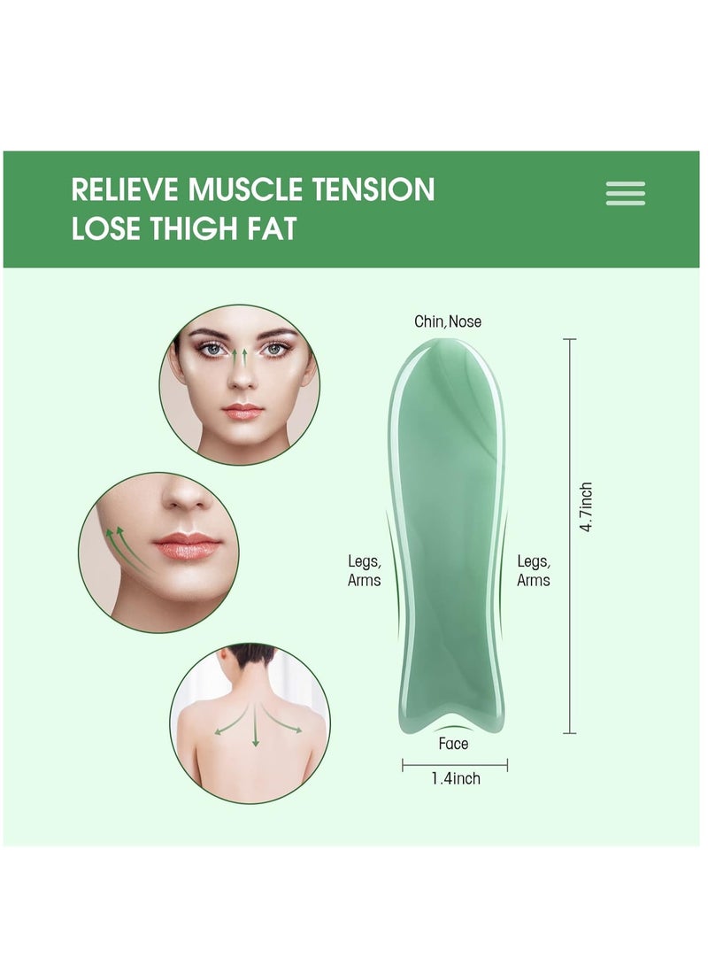 Gua Sha Massage Facial Tool Set,Guasha Massager Kit for Face and Body,Scraping Massage Board 4-Piece Set Physical Therapy,Gua-sha Comb Jade Stone Also be Used on The Chin,face,Neck