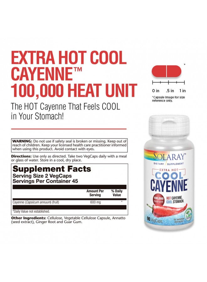 SOLARAY Extra Hot Cool Cayenne 100,000 HU | Healthy Digestion, Metabolism & Cardiovascular Support | 90 VegCaps