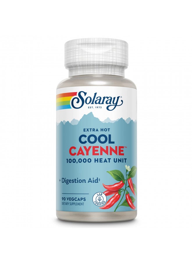 SOLARAY Extra Hot Cool Cayenne 100,000 HU | Healthy Digestion, Metabolism & Cardiovascular Support | 90 VegCaps