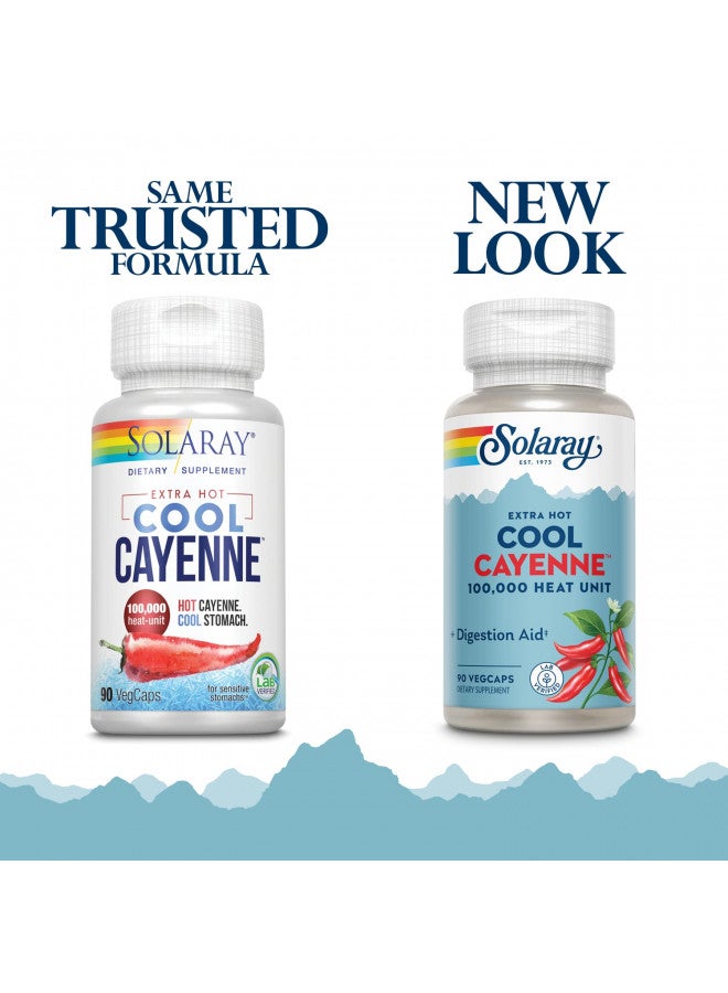 SOLARAY Extra Hot Cool Cayenne 100,000 HU | Healthy Digestion, Metabolism & Cardiovascular Support | 90 VegCaps