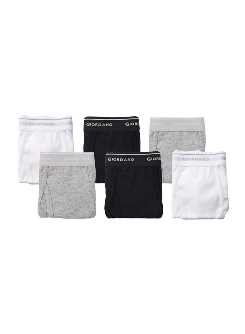 6-Piece Solid Classic Briefs Black/White/Grey