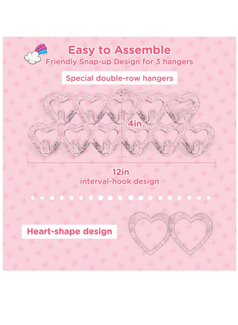 Headband Holder for Baby Girls, Headband Organizer for Baby Girls, Baby Bow Holder Organizer w/Heart-Shape Velvet Hangers, Baby Headband Holder Organizer for Door,Closet,Wall, Light Pink