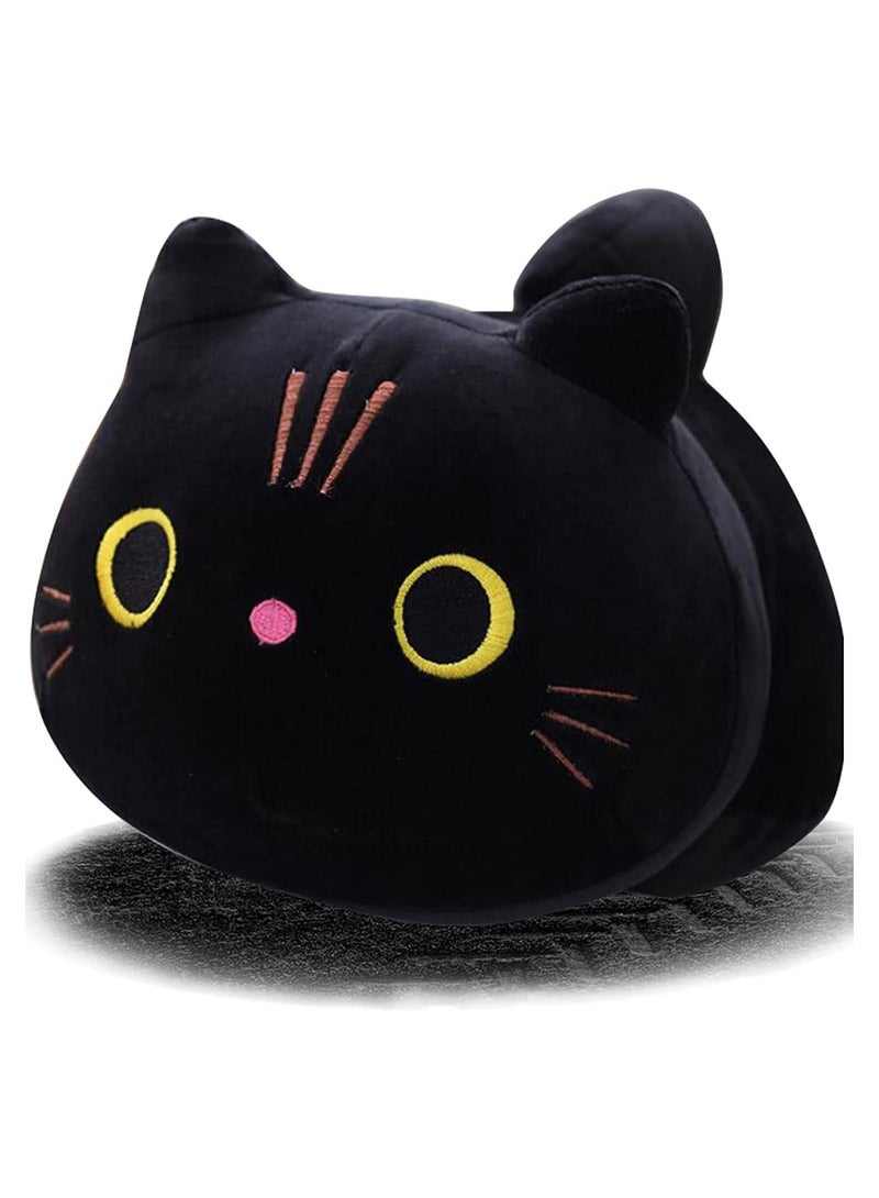 10Inch Black Cat Plush Pillow - Adorable Stuffed Animal Cushion for Kids & Women, Soft & Cozy for Sleeping & Hugging, Ideal Gift for All Ages 1PC