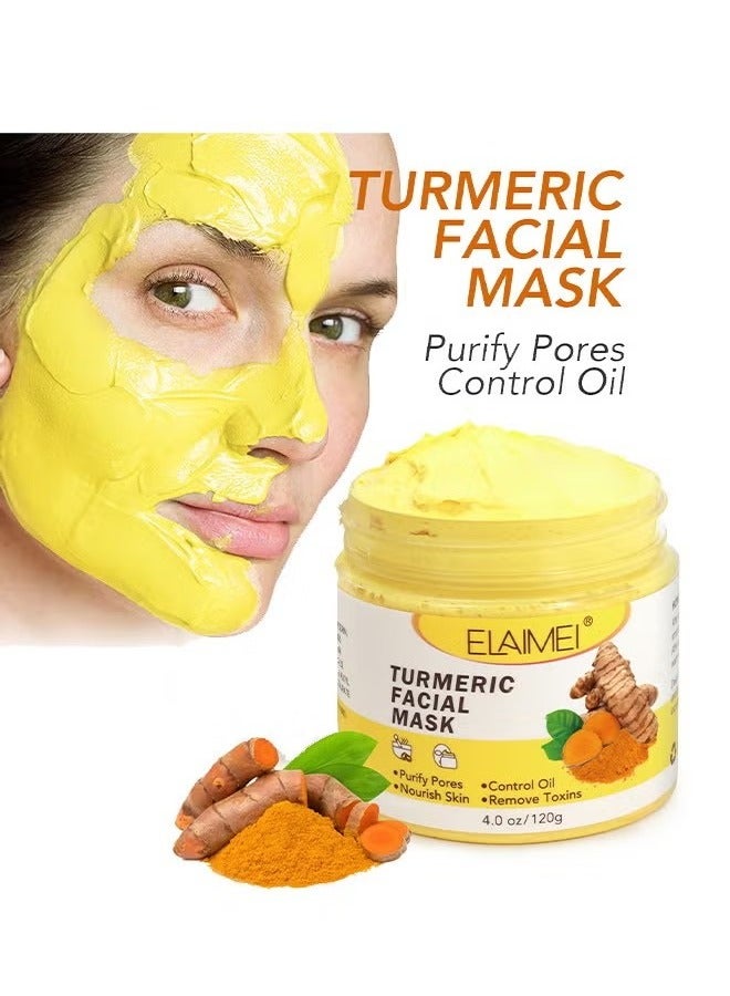 Turmeric Face Mask, Hydrating Cleansing Blackheads, Skin lightening Care Brighten, Turmeric Clay Mask For Controlling Acne, Oil And Refining Pores, Reduce Blackheads Ance, Dark Spots And Radiant Skin
