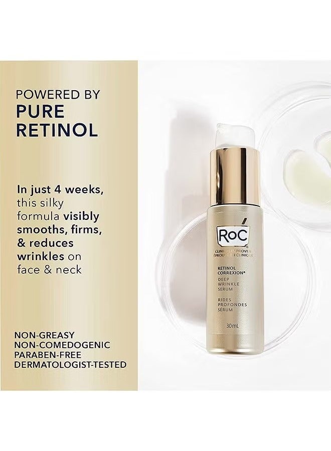 Retinol Correxion Deep Wrinkle Serum - Daily Anti-Wrinkle and Ageing Treatment - Firming Moisturiser - Pure RoC Retinol - with Ascorbic Acid - 30 ml