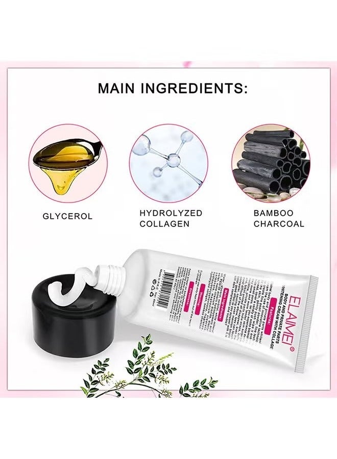 Whitening Cream, Dark Spot Corrector Skin Lightening Cream For Body, Intimate Areas, Underarms, Armpit, Knees, Legs, Elbows And Inner Thigh, Whitening Cream Dark Spot Remover For Sensitive Areas 60ml