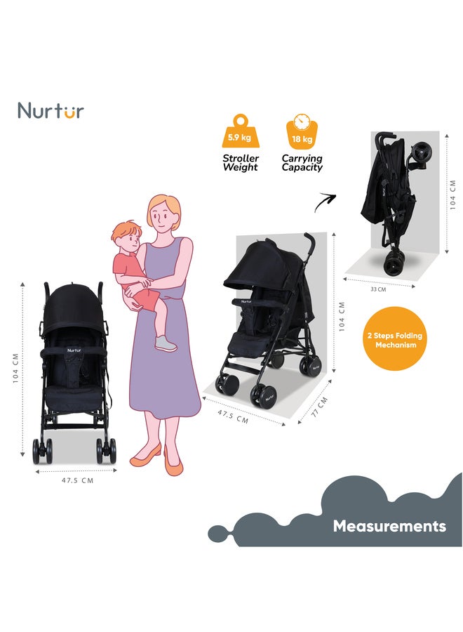 Archer Baby Kids Lightweight Stroller, 0 To 36 Months, With Storage Basket, Detachable  Bumper, 5 Point Safety Harness