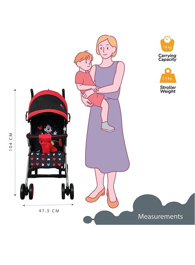 Disney Mickey Mouse Lightweight Adventure Stroller Plus Storage Cabin, 0 - 36 Months