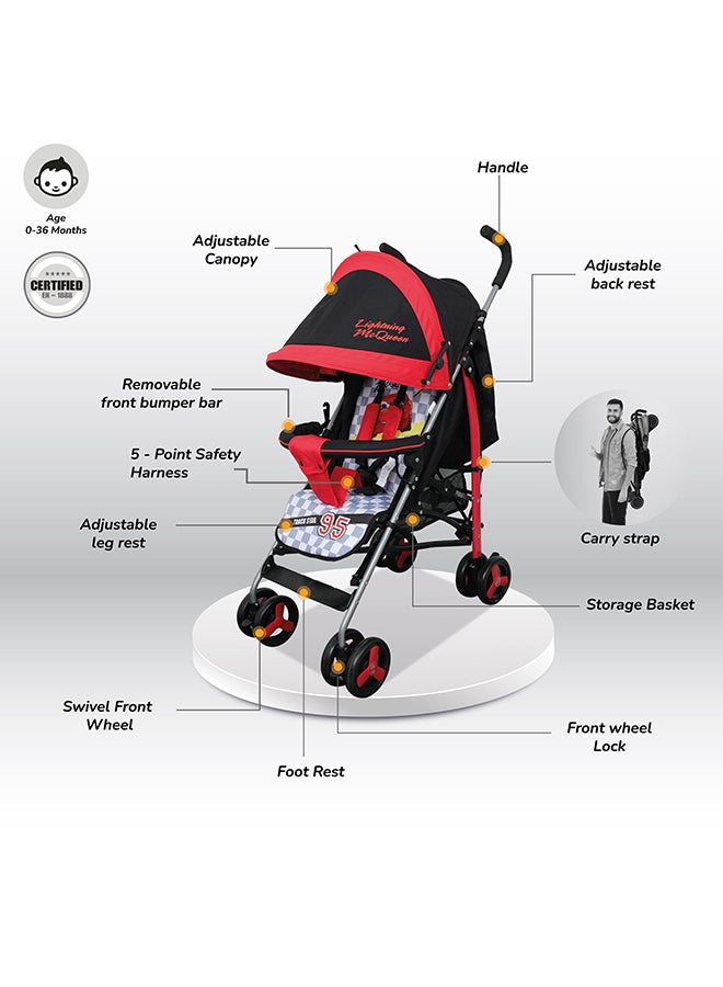 Cars Lightning McQueen Lightweight Adventure Stroller Plus Storage Cabin, 0 - 36 Months