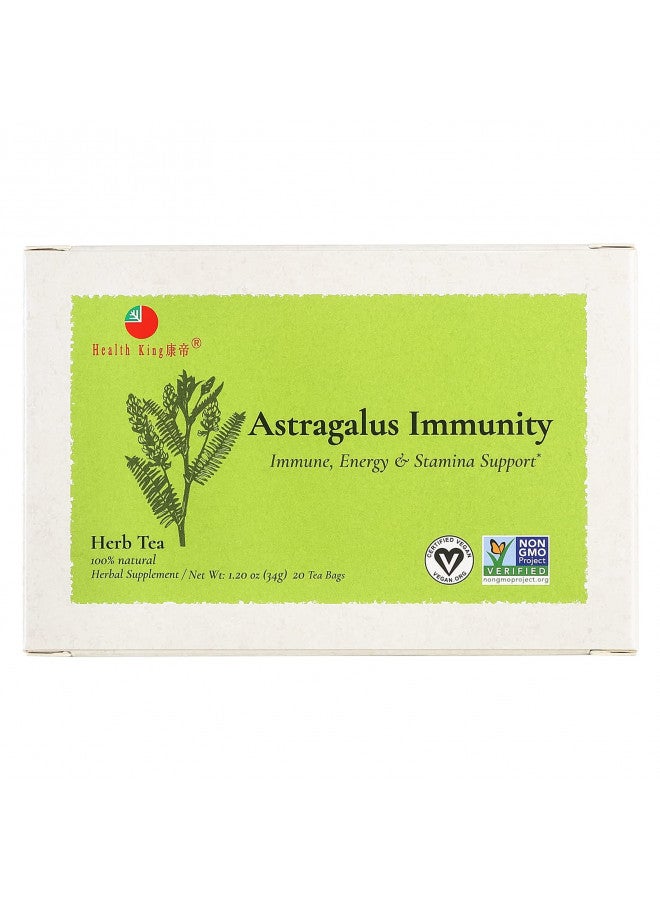 Health King Astragalus Immunity Herb Tea, Teabags, 20 Count Box