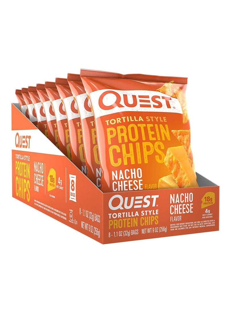 Quest Tortilla Style Protein Chips Nacho Cheese 32g Pack of 8