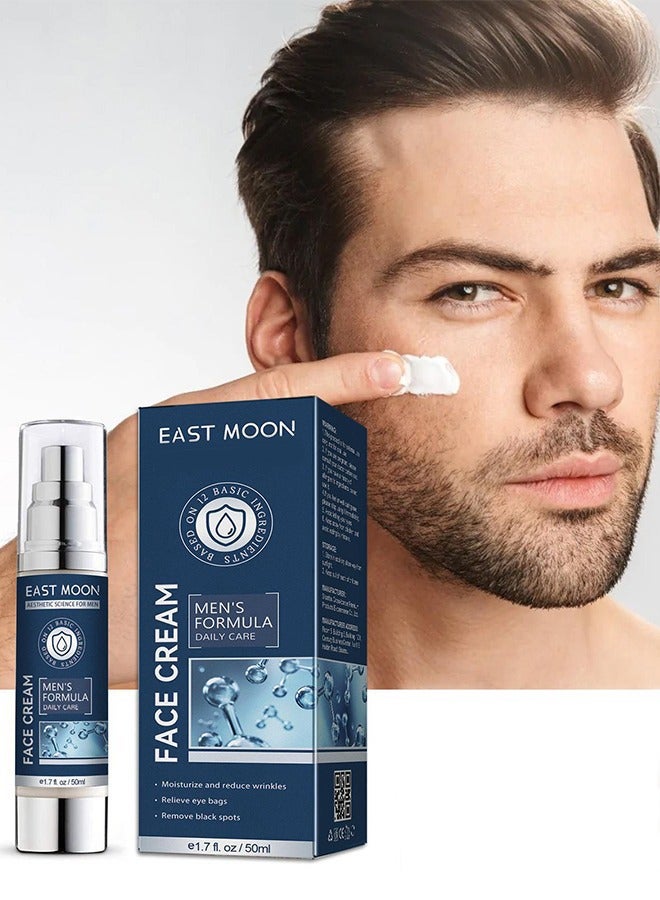 Men's Face Cream, 6 In 1 Mens Face Moisturizer For Under Eye Bags, Moisturizing Face Cream For Men, Nourishing Skin And Wrinkles Face Cream For Dark Spots, Fine Lines, Crows Feet Eye 50ML