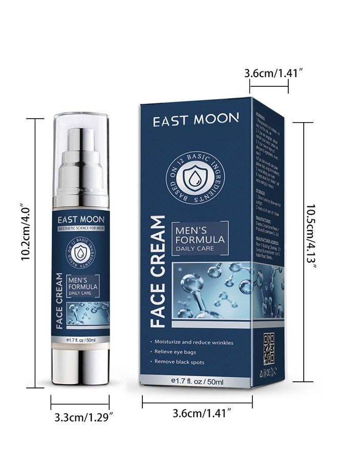 Men's Face Cream, 6 In 1 Mens Face Moisturizer For Under Eye Bags, Moisturizing Face Cream For Men, Nourishing Skin And Wrinkles Face Cream For Dark Spots, Fine Lines, Crows Feet Eye 50ML