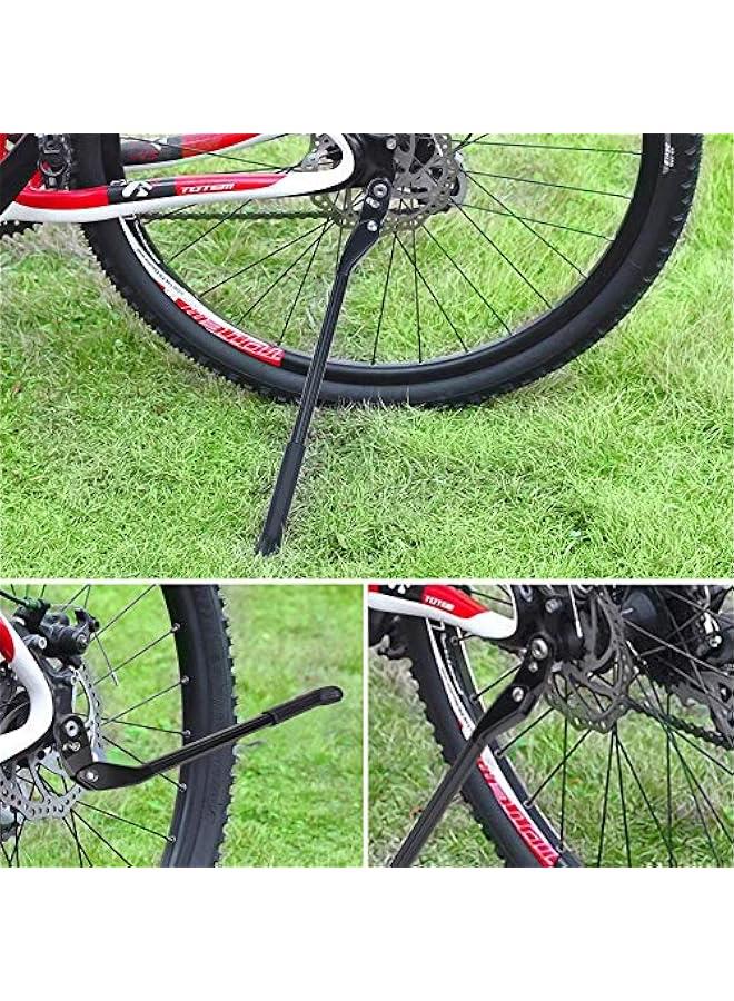 Adjustable Bike Kickstand, Aluminum Alloy Bicycle Side Kickstand Quick Release Bike Side Stand Concealed Spring-Loaded Latch Non-Slip Rear Side for 24-27.5 Inch Mountain Bike and 700C 650C Road