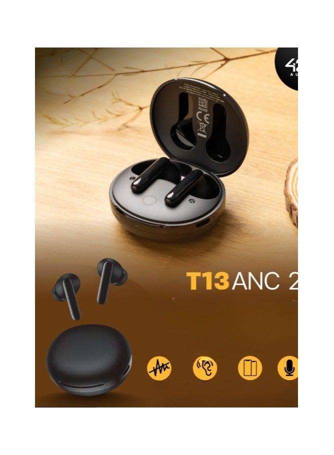 T13 ANC 2 Truly Wireless ANC Earbuds With Noice Cancellation, 30 Hours Long Battery Life, 5.3 Bluetooth Multipoint and Stable Connections - White