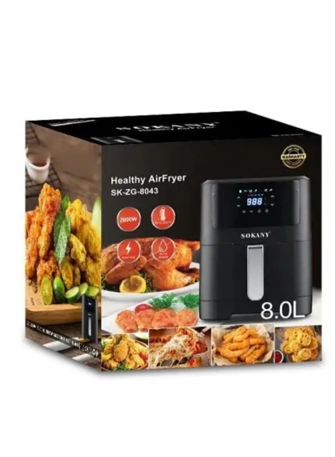 Sokany Digital Air Fryer 8 L Black 2000 Watt Sk-Zg-8043