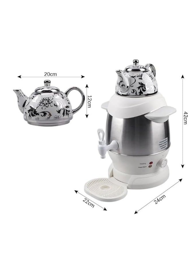 Electric Tea Kettle Samovar And Tea Maker Russian Turkish Kettle SAMOVAR 4 Litre 1350 Watt SK-SH-1068