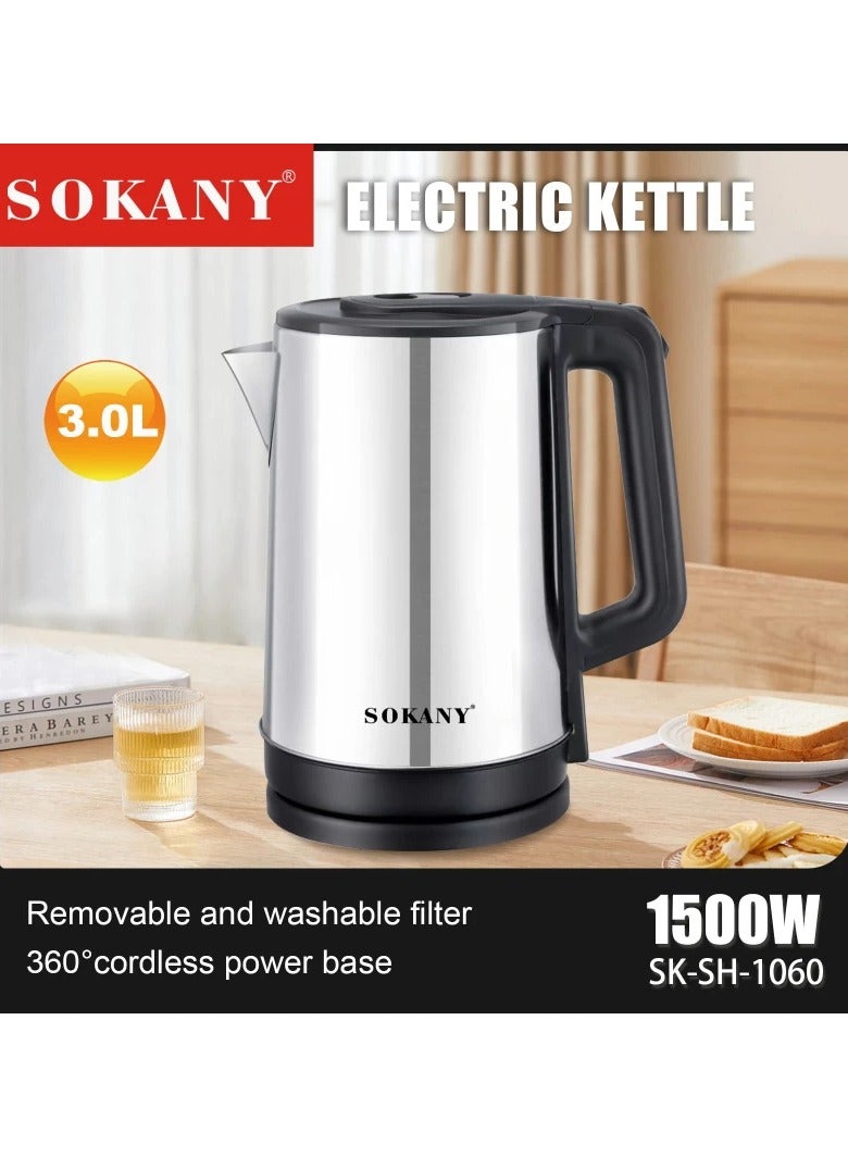 Electric Kettle Sokany SK-SH-1060 3L Automatic Shut Off Professional Stainless Steel Kettle