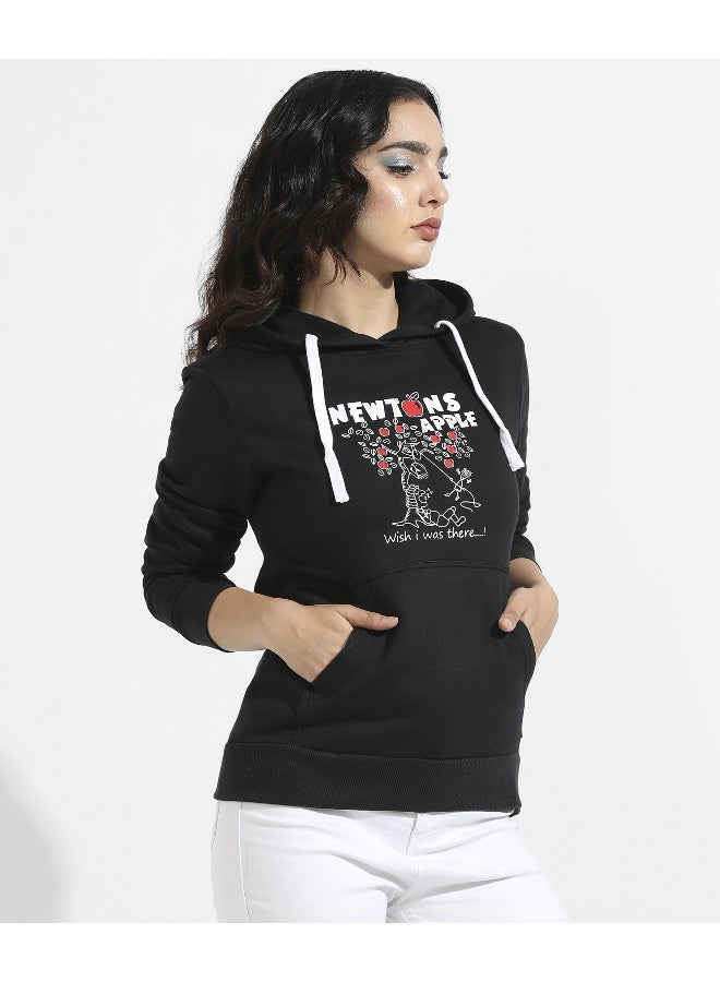 Women's Black Newton Hoodie With Kangaroo Pockets