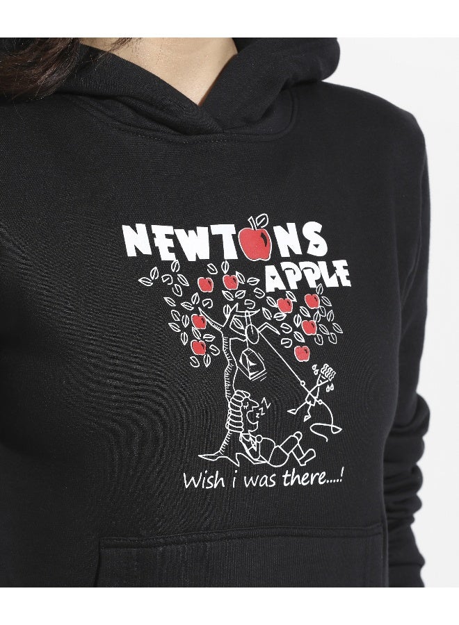 Women's Black Newton Hoodie With Kangaroo Pockets