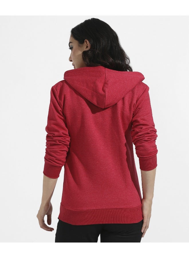 Women's Red Zip-Front Hoodie With Insert Pocket