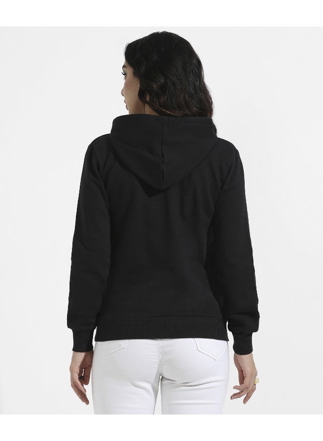 Women's Black Stronger Hoodie With Kangaroo Pockets