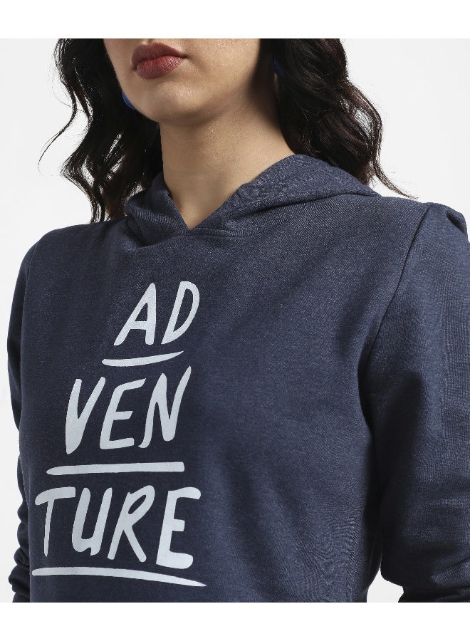 Women's Navy Blue Adventure Pullover Cropped Hoodie