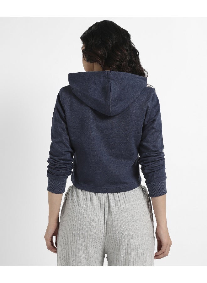 Women's Navy Blue Adventure Pullover Cropped Hoodie