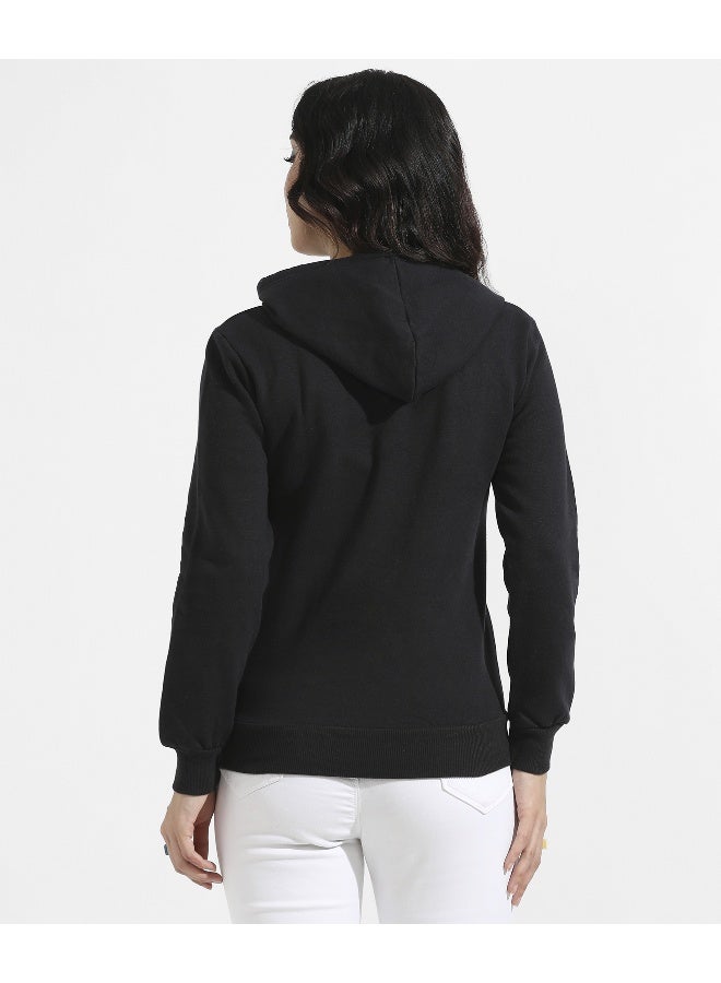 Women's Black Shoot For Goals Hoodie With Kangaroo Pockets