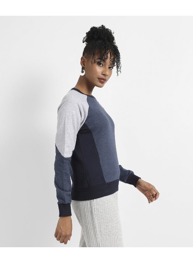 Women's Multicolour Raglan Sleeve Colourblock Sweatshirt