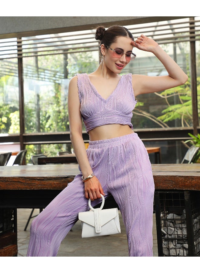 Women's Lilac Textured Co-Ord Set