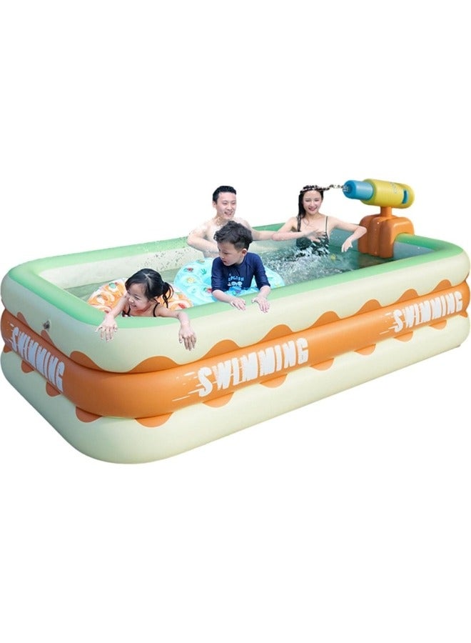 Inflatable Swimming Pool With Water Spray Toys,Inflatable Pool for Kids and Adults,Oversized Thickened Family Swimming Pool,3-layer Portable Inflatable Swimming Pool, 210*145*56cm