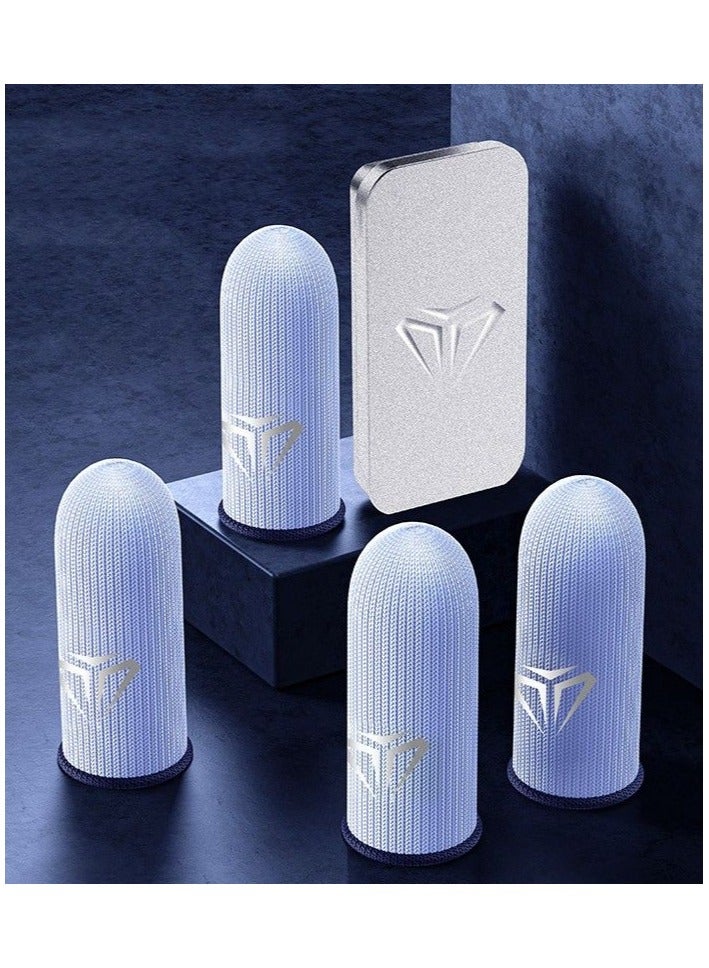 4 Piece Gaming Finger Sleeve Gloves - Gaming Finger Sleeve 0.25mm Fiber Seamless Thumbtip Sleeve for Mobile Gaming Sweat Resistant for PUBG/Cod/LOL/ROS Gaming Finger Sleeve (with Box)