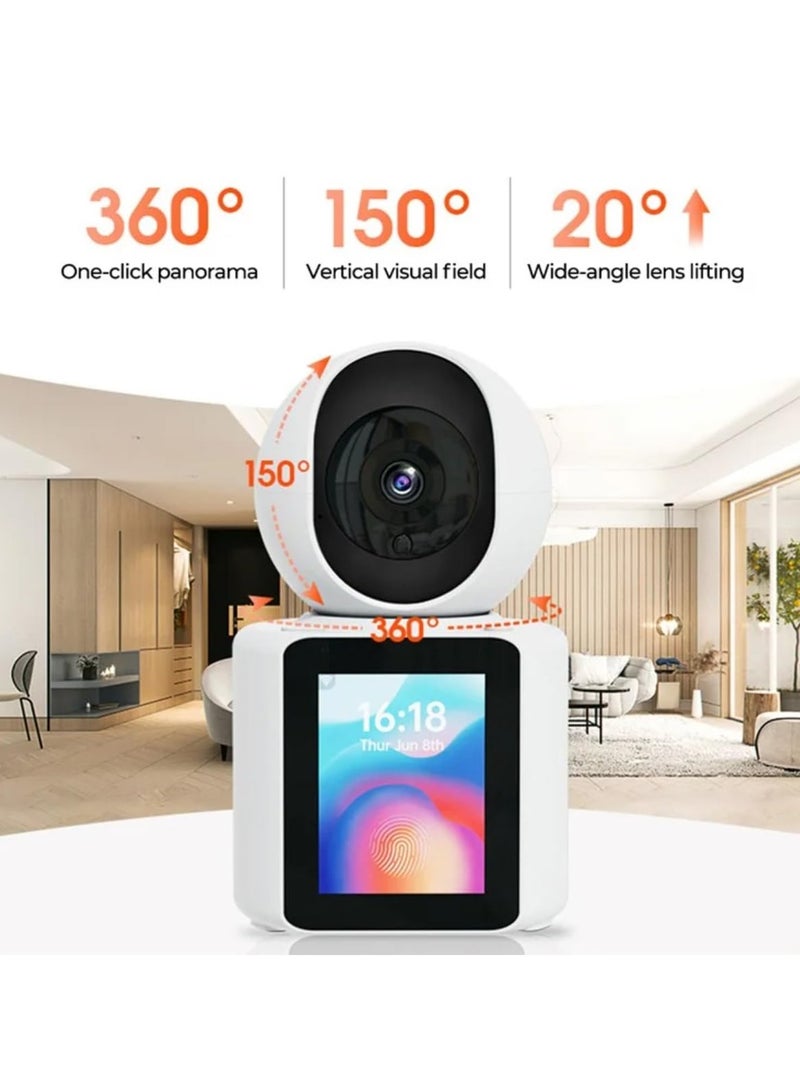 Full HD 360 Degree Camera: Panoramic View, Night Vision, AI Human Detection, Android/iOS Compatible, White, Full Protection