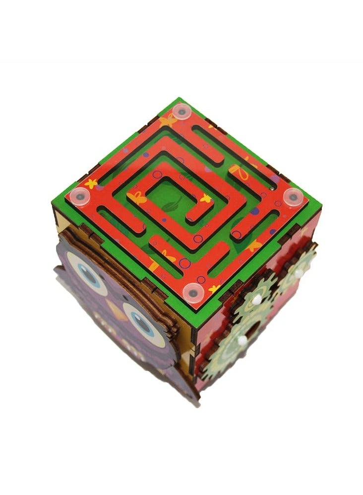 FOFA Wooden   Educational Board - Owl Busy Cube for Kids, Sensory Busy Board, Travel Toy 3 4 5 Years Old Girls Boys Gifts Travel Educational Montessori Learning Toys