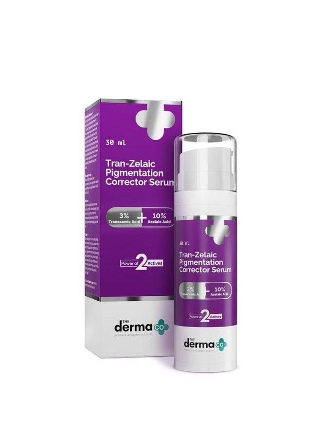 The Derma Co. Tran-Zelaic Pigmentation Corrector Serum with 3% Tranexamic Acid & 10% Azelaic Acid - 30 g | Treats Hyper Pigmentation & Melasma | Reduces Acne & Acne Marks