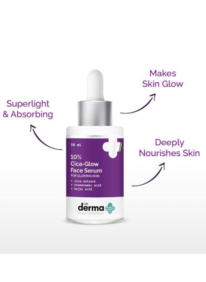 The Derma Co 10% Cica Glow Face Serum with Tranexamic Acid & Kojic Acid for Glowing Skin - 30ml