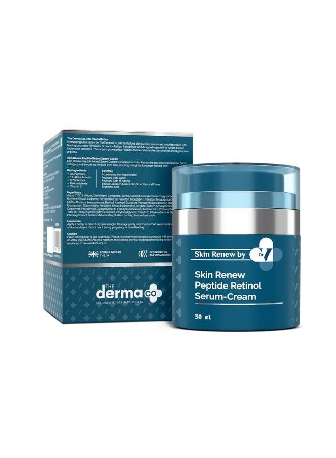 The Derma Co. x Dr.V Skin Renew Peptide Retinol Serum-Cream with Peptide & Retinol-30ml | 1% vv | Boosts Collagen|Brightens, Renews Skin to Give a Youthful Glow|Reduces Blemishes & Dark Spots