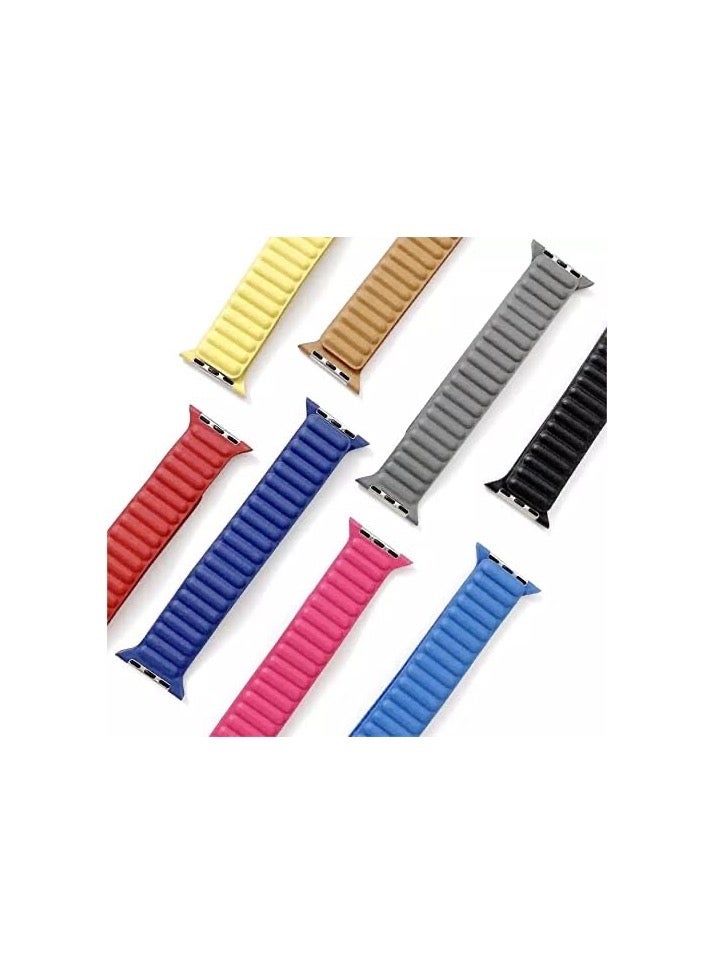 Leather Magnetic loop Strap Compatible with Apple watch Series Ultra 2 | 9 | 8 Ultra | 8 | 7 | 6 | 5 | 4 | 3 | SE, strap for iWatch Apple Watch Band 42mm 44mm 45mm 49mm (Blue)